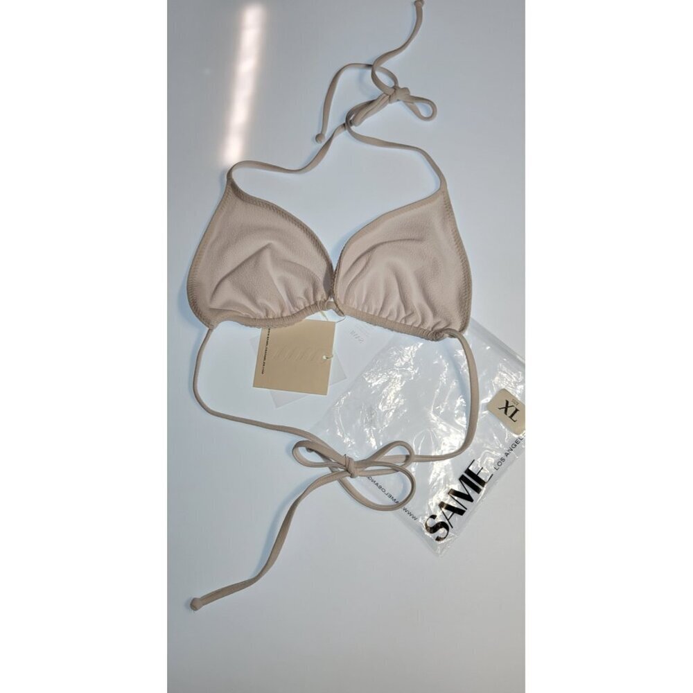 SAME LOS ANGELES BIKINY WOMENS Triangle Top White SZ  XLARGE Faux Suede
